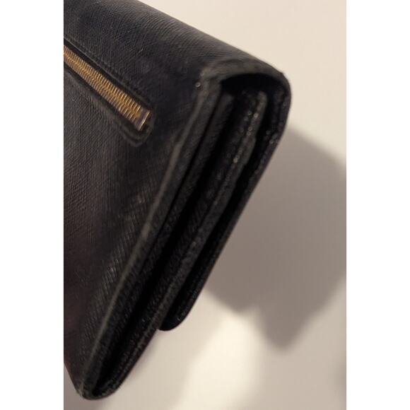 Prada Black Saffiano Leather Wallet with Gold Zipper COA Card Included - Picture 15 of 16